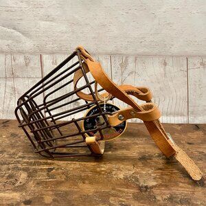 Muzzle for large dog metal vinyl coated leather straps